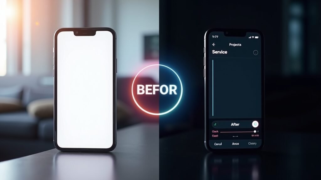 Before/after dark mode