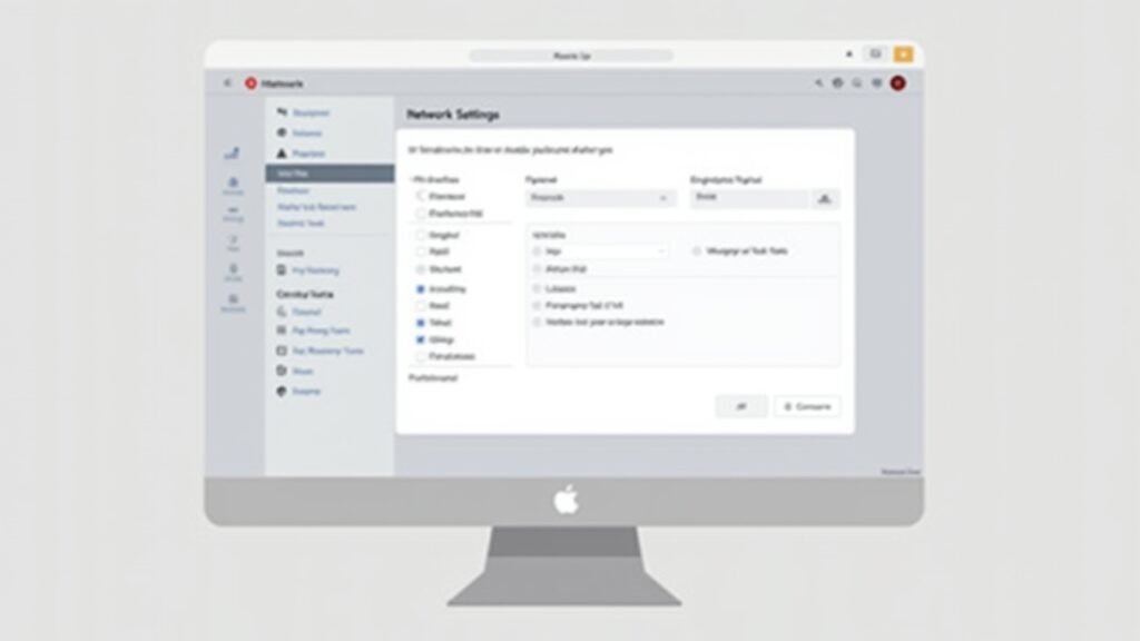 Network settings panel