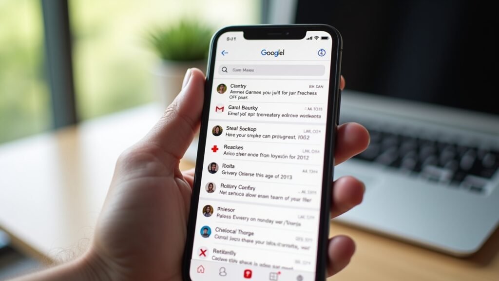 Gmail inbox on iPhone