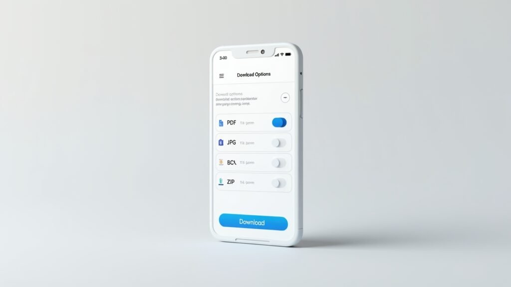 Download options screen